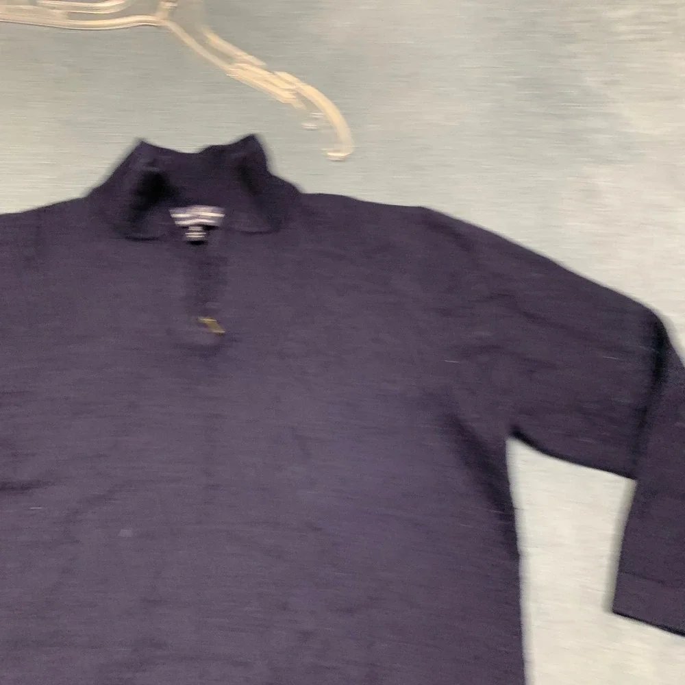 Davis & Squire Sweater Mens XL Navy Blue Extra Fine Merino Quarter Zip Mock Neck